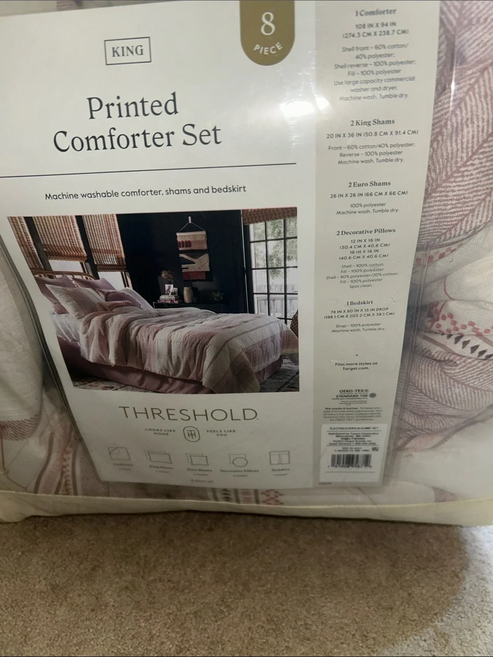Threshold Pink and White 8-Piece Printed Comforter Set